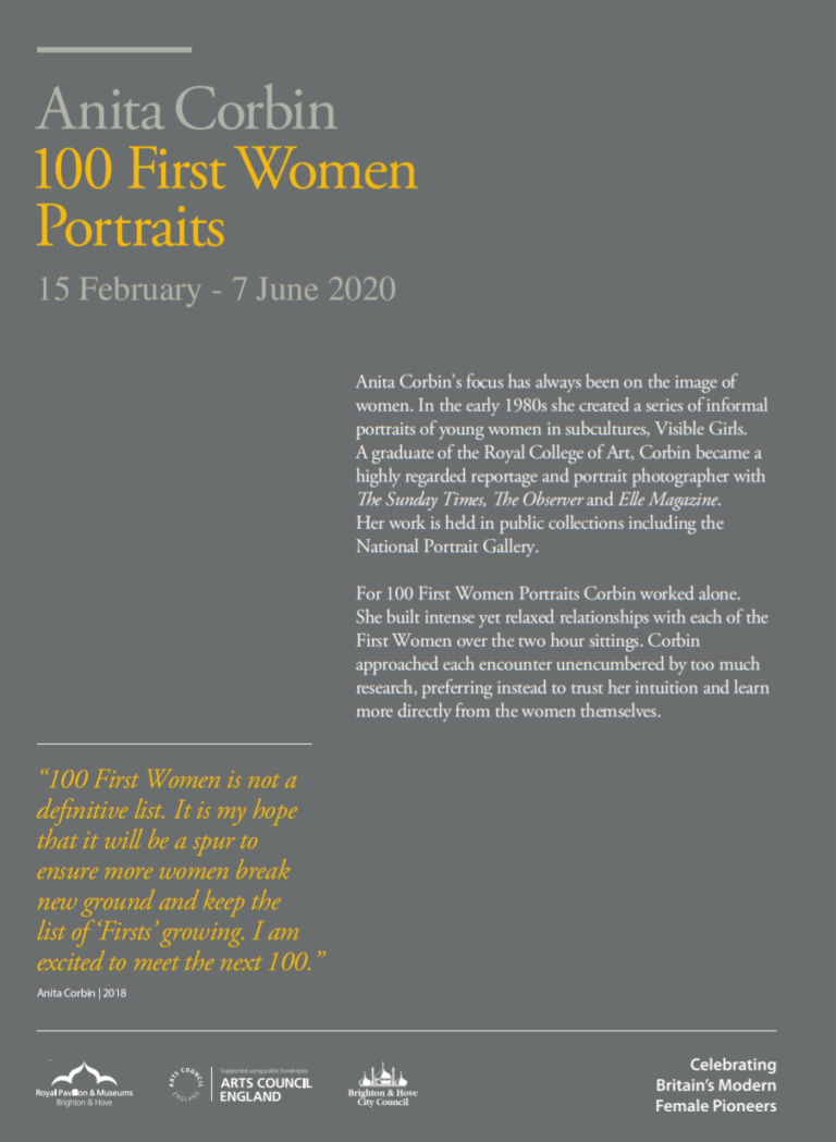 Anita Corbin’s Approach – 100 First Women Portraits